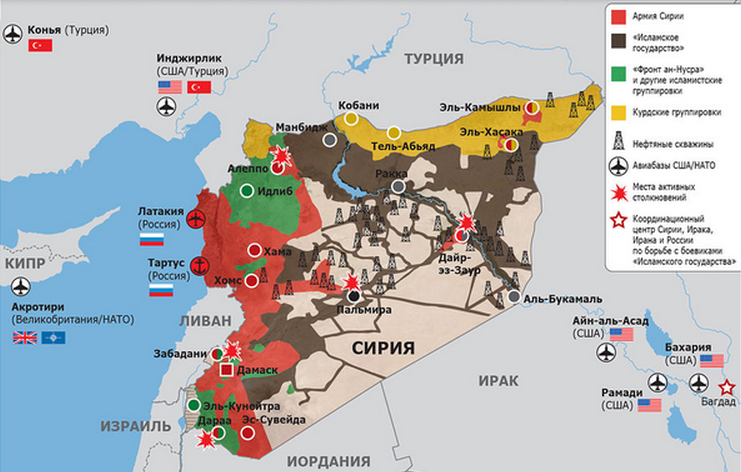 Карта боевых действий Сирия